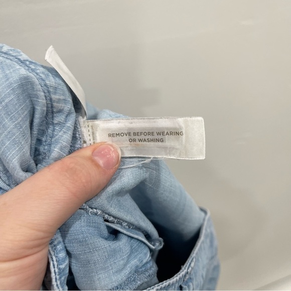 Loft Chambray Cargo Jogger Pants Light Blue 4 Petite - Picture 6 of 7